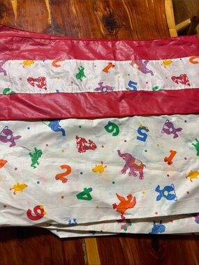 Red/White Valance with multicolored numbers and Animals
